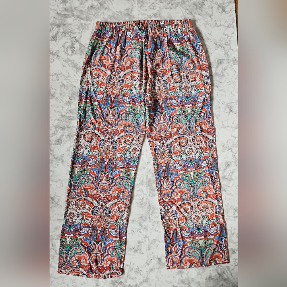 HESTER & ORCHARD 100% Rayon Wide-leg Paisley Bohemian style Trousers! - Picture 2 of 7